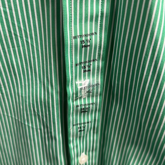 Polo Ralph Lauren 15 1/2 39cm long sleeve button down Green/White striped - Picture 3 of 5